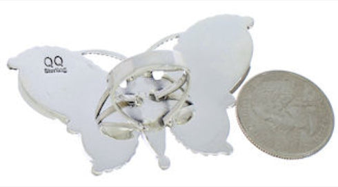 Howlite Butterfly Silver Large Statement Ring Size 6-3/4 EX41000